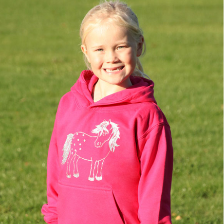 British Country Collection Twinkle Pony Glitter Hoodie #colour_fuchsia