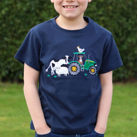 British Country Collection Farmyard Childrens T-Shirt #colour_navy