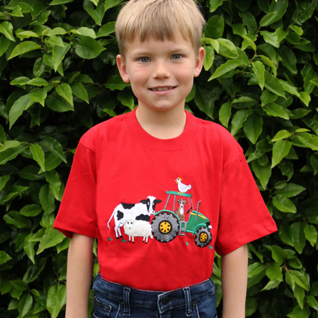 British Country Collection Farmyard Childrens T-Shirt #colour_red