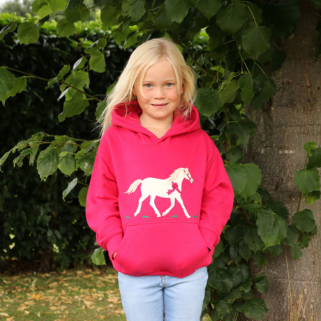 British Country Collection Champion Pony Childrens Hoodie #colour_fuchsia
