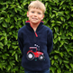 British Country Collection Big Red Tractor Childrens Fleece Jacket #colour_navy-red-trim