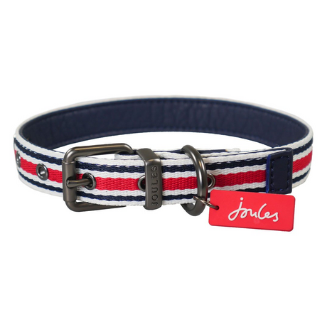 Joules Striped Dog Collar #colour_red